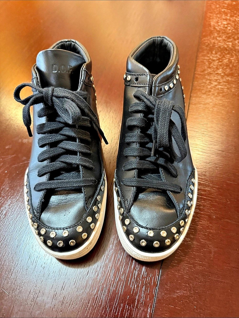 D.O.F. Studded High-Top Sneakers in Black